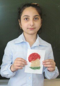 грибок - аппликация из ниток