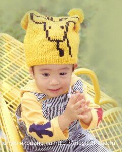 шапочка с рисунком жираф